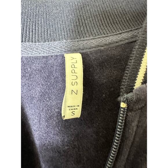 Z Supply Dark Blue Velour Zip Front Jacket Sz S - Picture 2 of 3